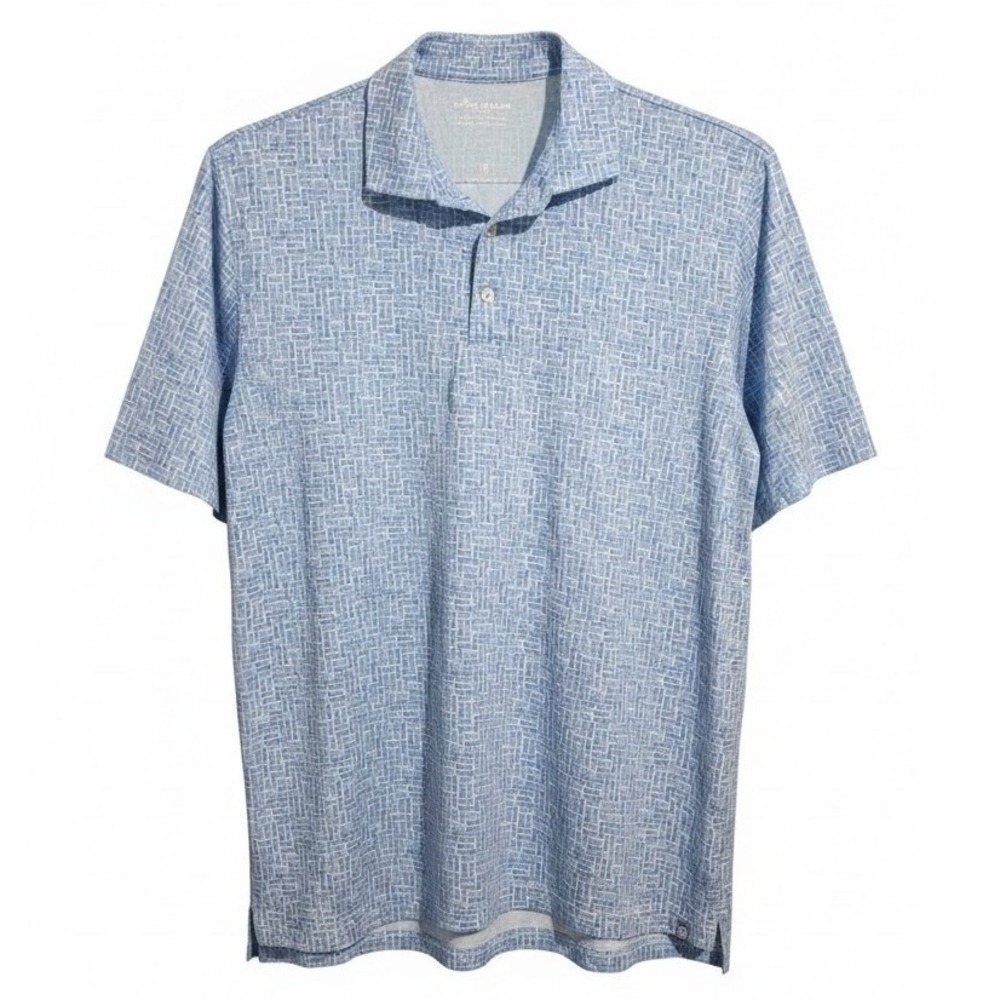 Peter Millar Seaside Polo Mens Size Large Tiki Print Pima Cotton Prep Golf Shirt
